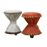 Two Similar Mahogany Framed Stools, of waisted form on bun feet , tallest, 47cm