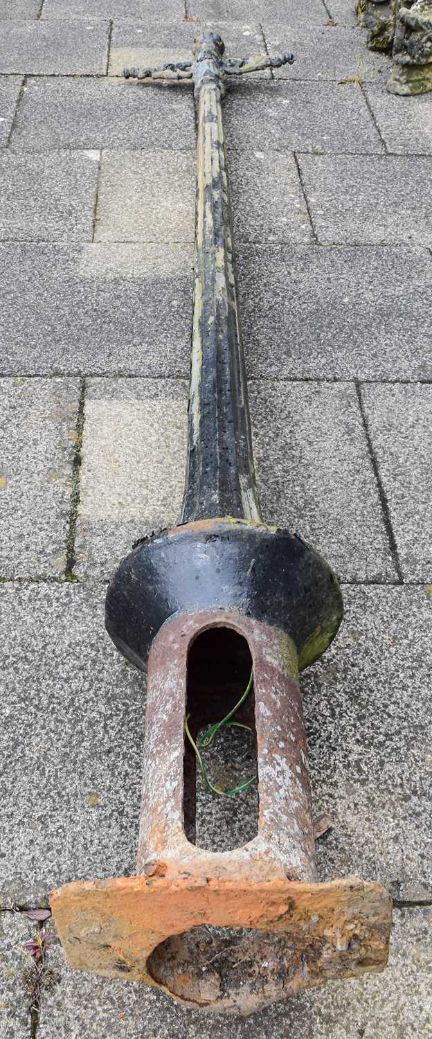 A Victorian Copper Four Glass Lantern, on a cast iron fluted base with acanthus cast cross bar - Image 3 of 3