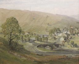 Claude Horsfall (20th Century) "Approaching Kettlewell" Signed, oil on canvas board?, 49.5cm by