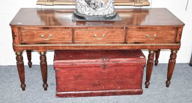 A 19th Century Inlaid and Cross-banded Mahogany Square Piano (Converted), with three drawers on