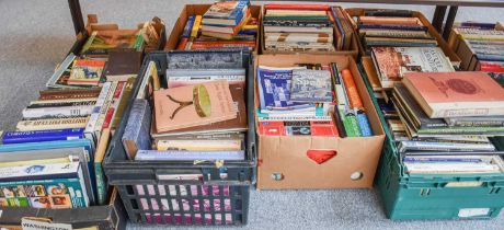 Nine Boxes of Reference Books, including antiques, art, furniture, Antques Price Guides, etc.