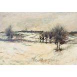 Franc (Contemporary) Winter landscape with a village in the distance Signed, oil on canvas, 90cm