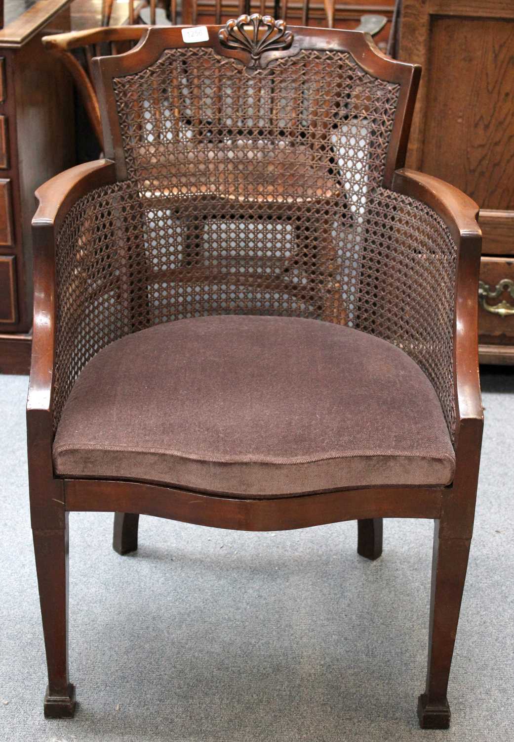 A Pair of 1920s Caned Armchairs, with foliate carved crest rail - Image 2 of 3