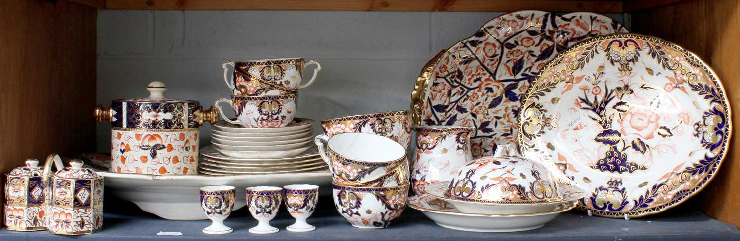 A Group of Imari Porcelain, 19th century and later, including Royal Crown Derby (one shelf) Mainly