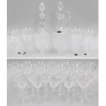 A Suite of St Louis Glass, "Tommy" pattern, comprising two pedestal decanters, two red wines, two