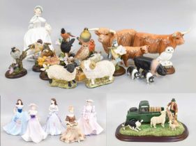 Beswick Highland Family (a/f), Country Artists Birds, A Leonardo Collection Scene and Royal