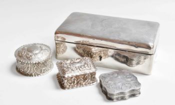 A George V Silver Jewellery-Box, by Charles S. Green, Birmingham, 1927, oblong and with engine-