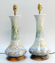 A Pair of Cobridge Stoneware Lamp Bases, in the Water Poem pattern by Rachel Bishop, 42cm