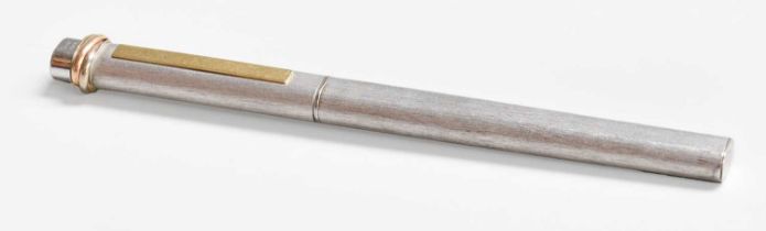 A Must de Cartier Ballpoint-Pen, with brushed finish and gilt-metal highlights, 13.3cm