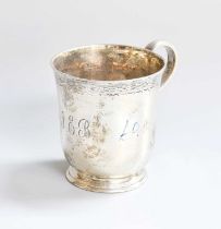 A Victorian Silver Mug, by Arthur Sibley, London, 1866, tapering and on spreading foot, later