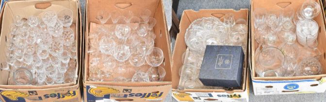 A Large Assortment of 20th Century Glassware, including Waterford sherries, Stuart Crystal wines,