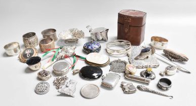 A Collection of Assorted Objects of Vertu, including a Victorian silver card-case, engraved with