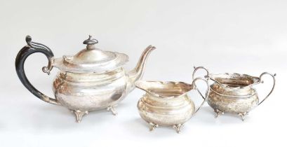 A Three-Piece George V Silver Tea-Service, by Stewart Dawson and Co., Chester, 1915, each piece