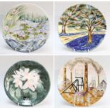 Four Cobridge Stoneware Plates, including Bluebell Road pattern by Anita Harris and Sneyd pattern by