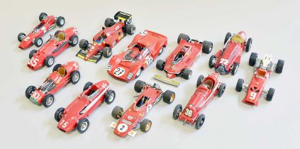 Various 1:43 Scale Racing Cars, white metal: Tameo Kits Ferrari 86, Motorkits Maserati, Blueprint