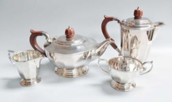 A Four-Piece Elizabeth II Silver Tea-Service, by Mappin and Webb, Sheffield, 1960, each piece