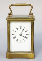 A Brass Striking Carriage Clock, circa 1900, 17.5cm high over handle The case surfaces are