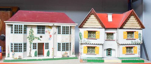 Two 1960's Doll's Houses, probably Tri-ang, largest 66cm wide