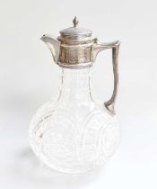 A George V Silver-Mounted Cut-Glass Claret-Jug, by J. Grinsell and Sons, Birmingham, 1911, the cut