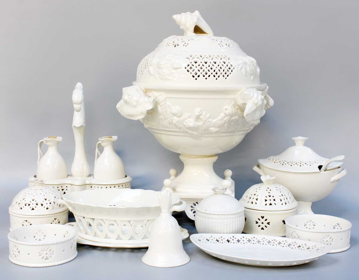 A Collection of Royal Creamware, in 18th century style, including large pieced tureen, set of four - Image 2 of 3