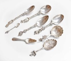 A Collection of Assorted Dutch Silver Spoons, 19th and 20th Century, variously decoration, some with