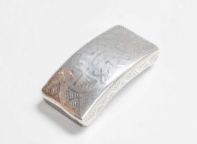 A George III Curved Silver Snuff-Box, by William Pugh, Birmingham, 1807, curved oblong, engraved