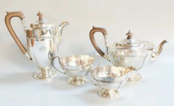 A Four-Piece George V Silver Tea-Service, by Fattorini and Sons Ltd., Birmingham, 1917, each piece