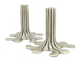 Sissi Westerberg for Svenskt Tenn: A Pair of Pewter Flow Candleholders, stamped factory marks,