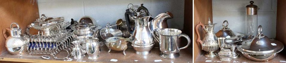 A Large Collection of Assorted Silver Plate, including two vegetable-dishes and covers; tea and