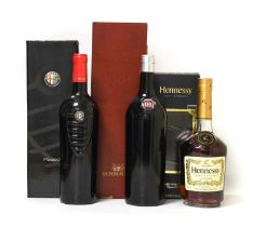 Hennessy V.S. Cognac (one bottle), 2005 Monferrato, red wine bottled for Fiat (one bottle), 2003
