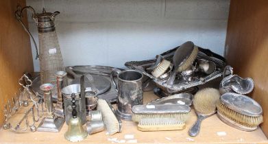 A Collection of Assorted Silver and Silver Plate, the silver including dressing table items, the