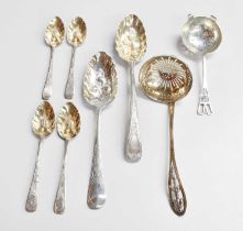 A Collection of George III and Later Silver Flatware, including Old English pattern later