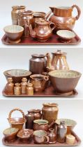 A Collection of Salt Glazed Stoneware, 19th century, various forms, including jelly moulds, jugs,