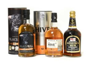 Black Bull 12 Year Old Blended Scotch Whisky, 50% vol 700ml (one bottle), The Hive 12 Year Old