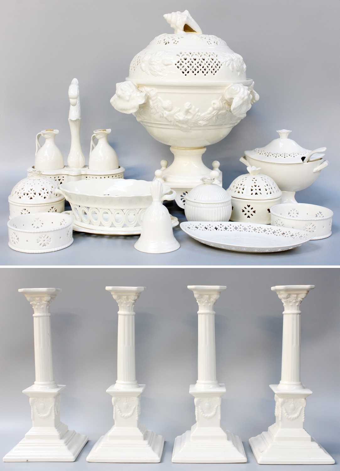 A Collection of Royal Creamware, in 18th century style, including large pieced tureen, set of four