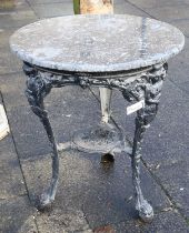 A Victorian Cast Iron Britannia Pub Table, late 19th century, repainted black, with later grey and