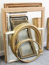 Five Gilt and Silvered Modern Mirrors, of various shape and size