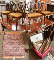 A Set of Four Victorian Walnut Salon Chairs, A Gouache Landscape of Elterwater, After David Thompson