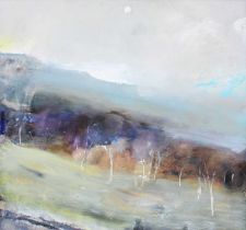 Jacquie Denby (b.1939) Yorkshire moonlit landscape Initialled, acrylic on board, 77cm by 86.5cm