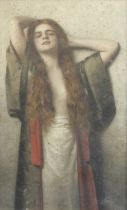 An Art Nouveau Style Portrait of a Lady, colour reproduction, bears Ackermann label verso, 55cm by