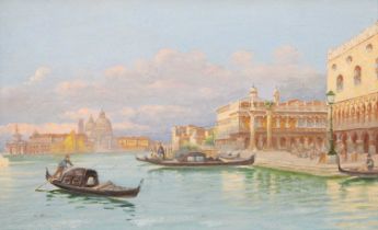 Continental School (20th Century) St. Mark's Square and the Venetian Lagoon Oil on panel, 20cm by