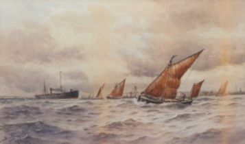 W.H.Pearson (19th Century) 'Below Gravesend' Signed and inscribed, watercolour; together with a