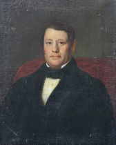 British School (19th century) Head and shoulders portrait of a gentleman Oil on canvas, together