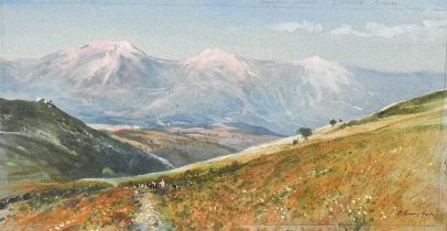 John Barrie Haste (1931-2011) "Taygetos Range, Sparta, Greece" Signed and inscribed, mixed media,