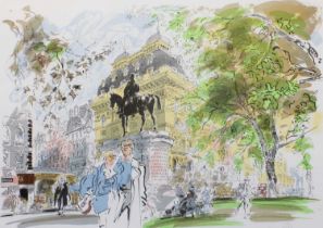 After Ian Ribbons (1924-2002) "Trafalgar Square" Signed and numbered AP III/XX, colour lithograph,