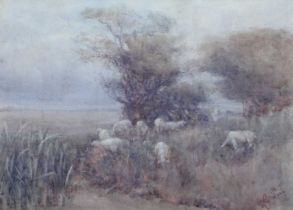 Gertrude Peel (19th Century) "A Cold Afternoon" Signed, watercolour, 25.5cm by 35cm; together with a