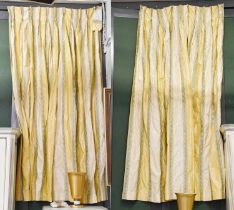 A Pair of Curtains in Colefax and Fowler Silk Blend, 230cm drop, Two Striped Bolsters, and Ten