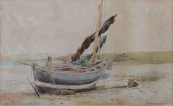 T*C*Butterfield (late 19th/early 20th Century) Fishing boat on the shore Signed and indistinctly