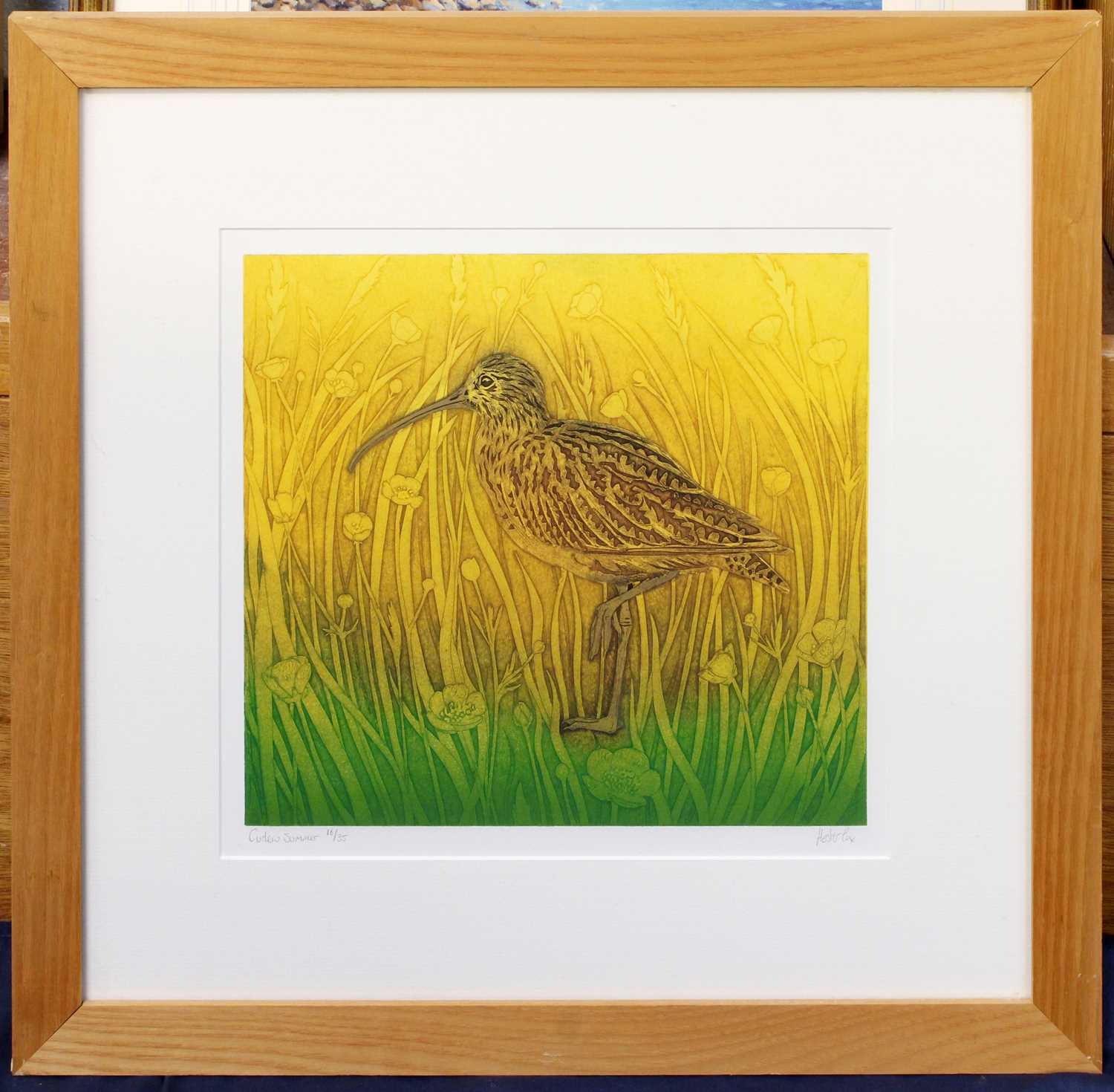Hester Cox (Contemporary) "Curlew Summer" Limited edition collagraph print, signed and numbered 16/ - Image 4 of 6