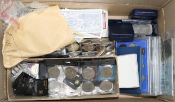 A Large Collection of Coins and Banknotes; comprising, 3x plastic coin presentation cases, including